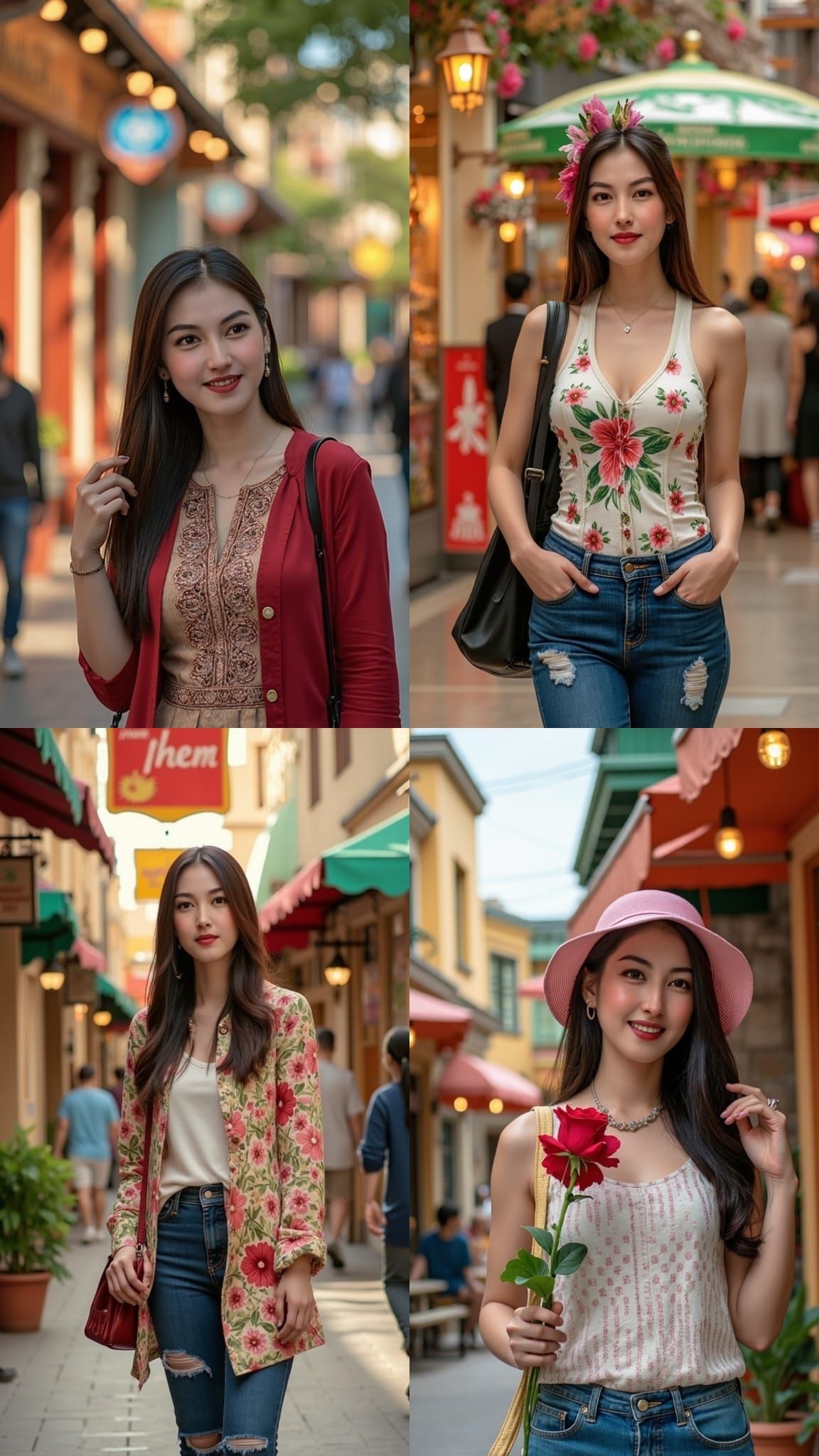 Hyperrealistic Woman Shopping at Disneyland Park