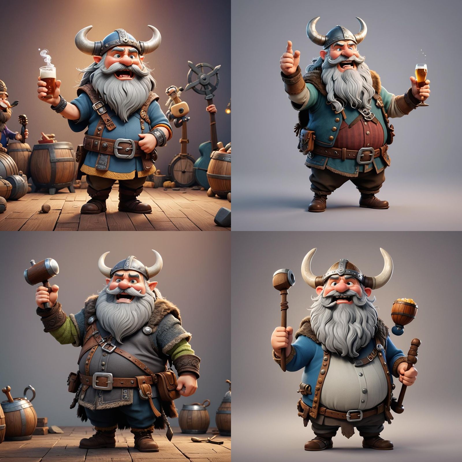 Humorous Viking Singing Loudly: 3D Digital Art