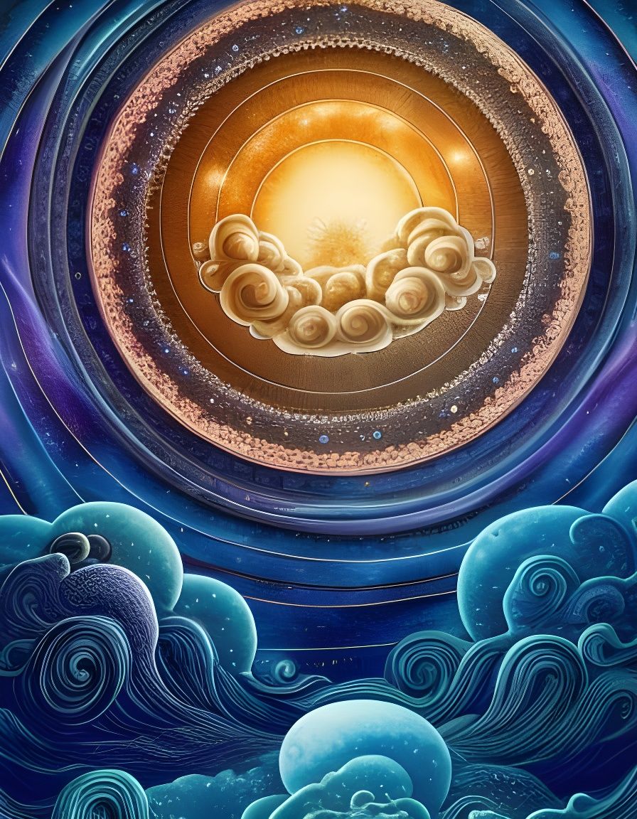 Bonsai Landscape with Moon and Stars, Digital Art