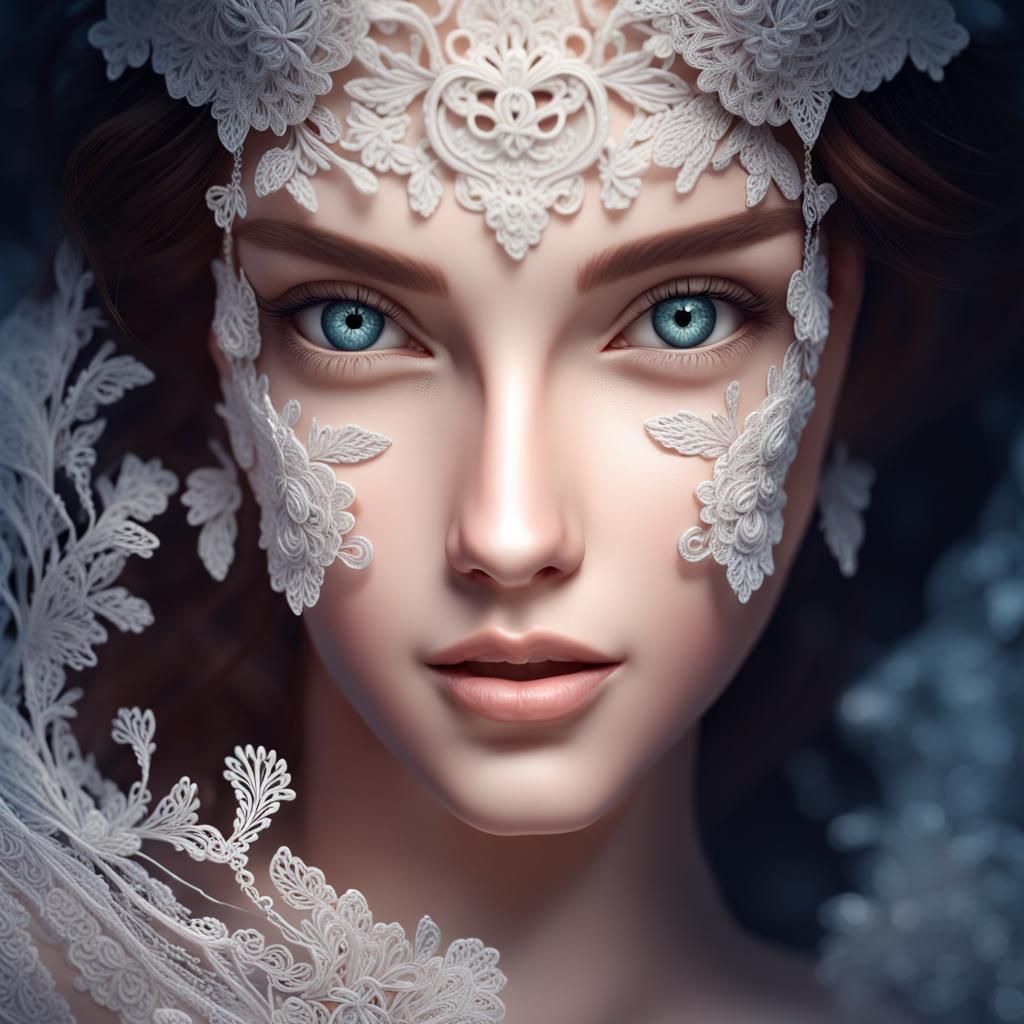 Lace Portrait: Hyperdetailed Concept Art in 8k