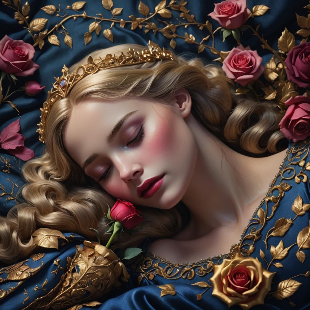 Sleeping Beauty Portrait in Realistic 3D Rendering
