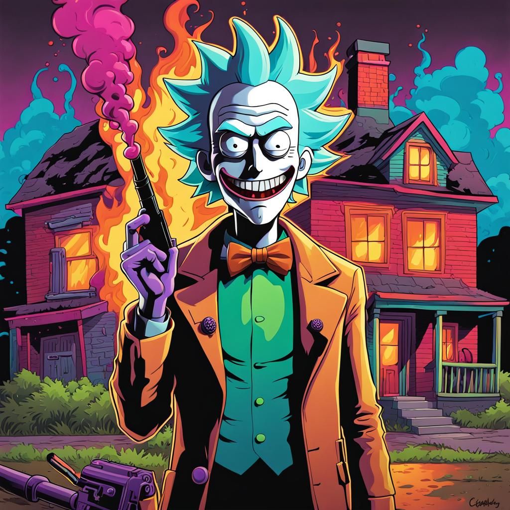 Rick as Joker in Graffiti Art Style