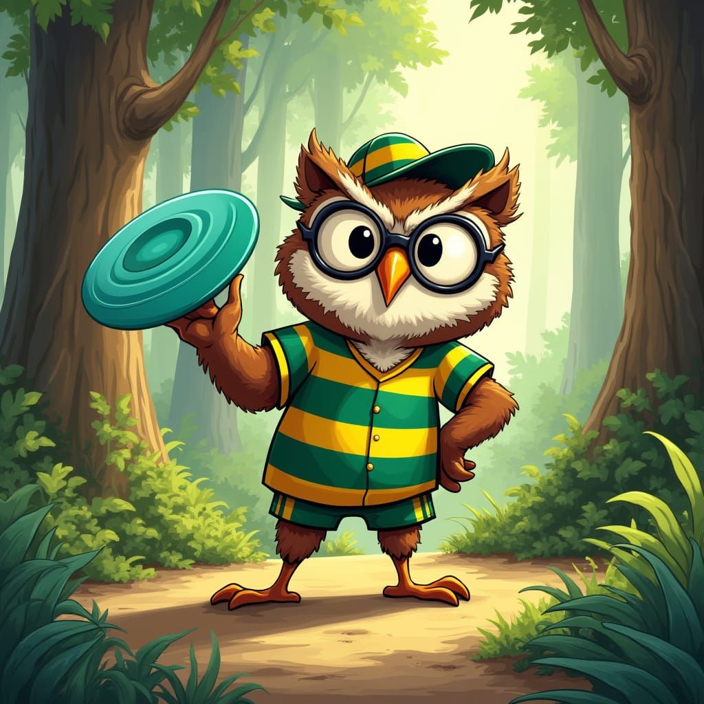 Wise Owl Disc Golf Ace in Whimsical Forest