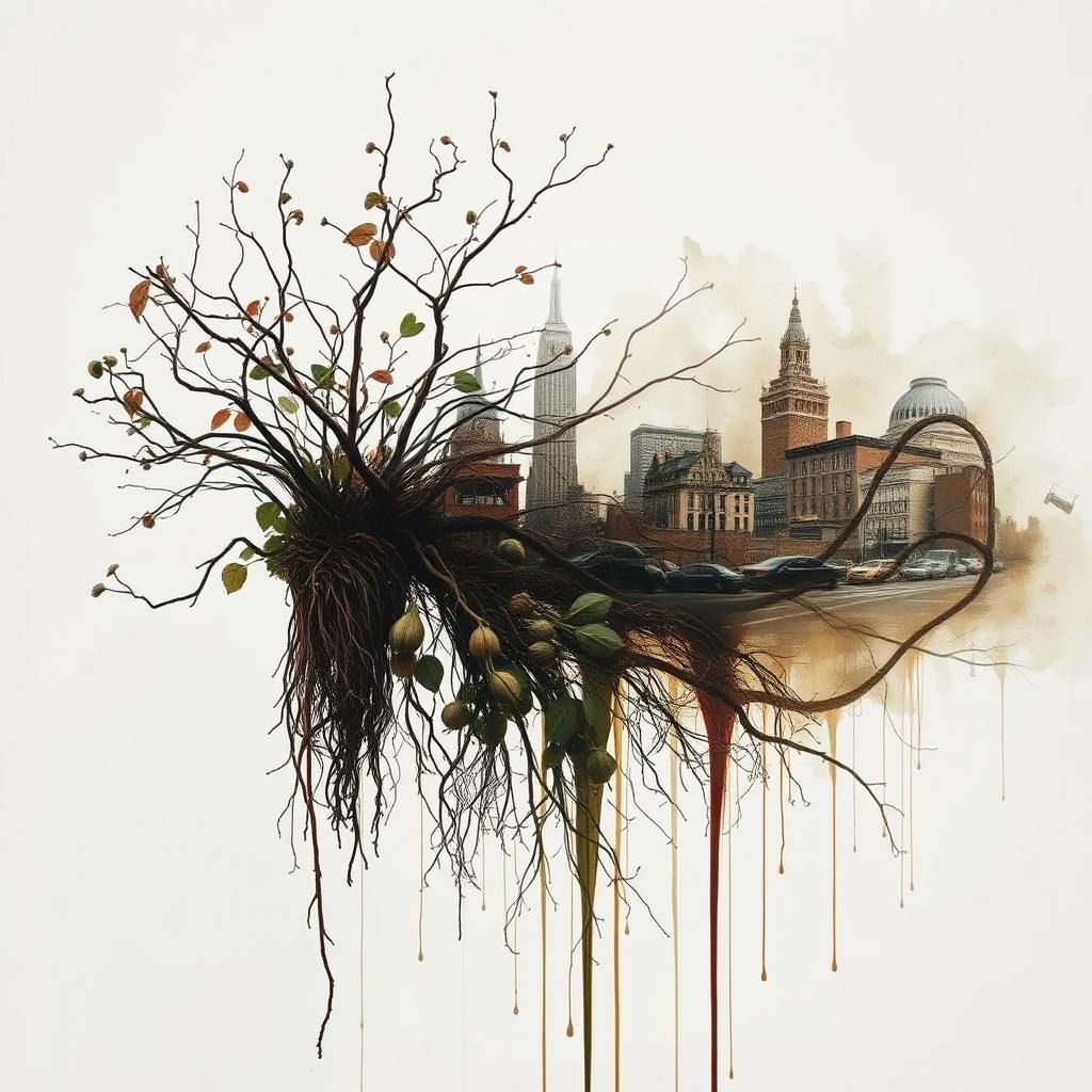 Surreal Creature in Cityscape Double Exposure