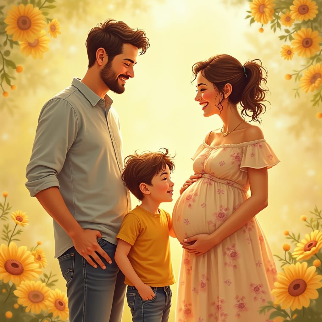 Intimate Family Moment in Soft, Golden Light