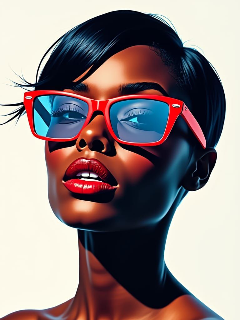 Pop Art Portrait of Woman with Sunglasses