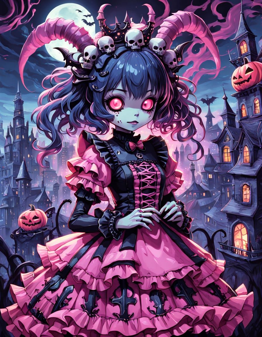 Ethereal Horror: Dark Fantasy Anime Insect Goddess