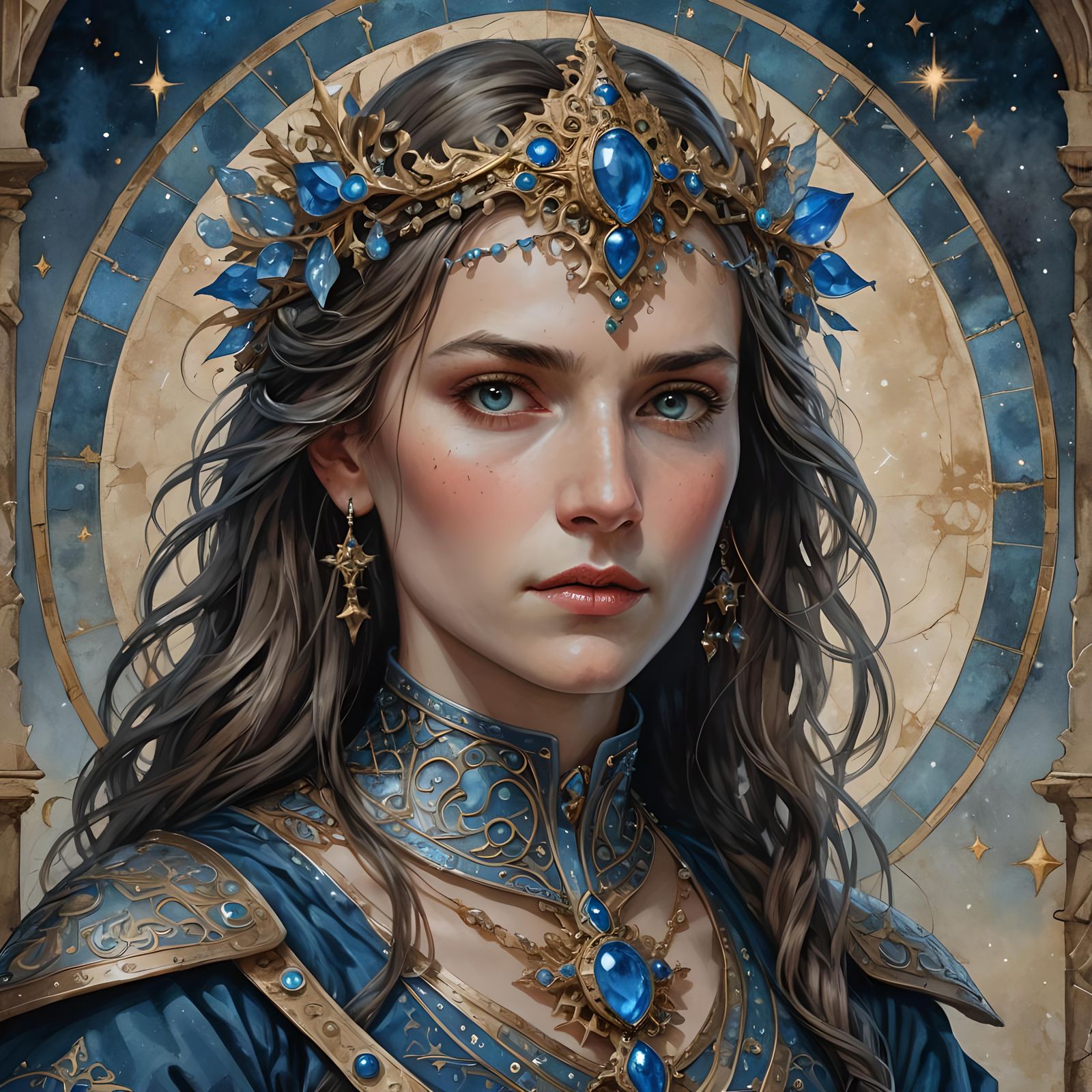 Eccentric Sorceress Elara: Fantasy Portrait in Art Nouveau S...