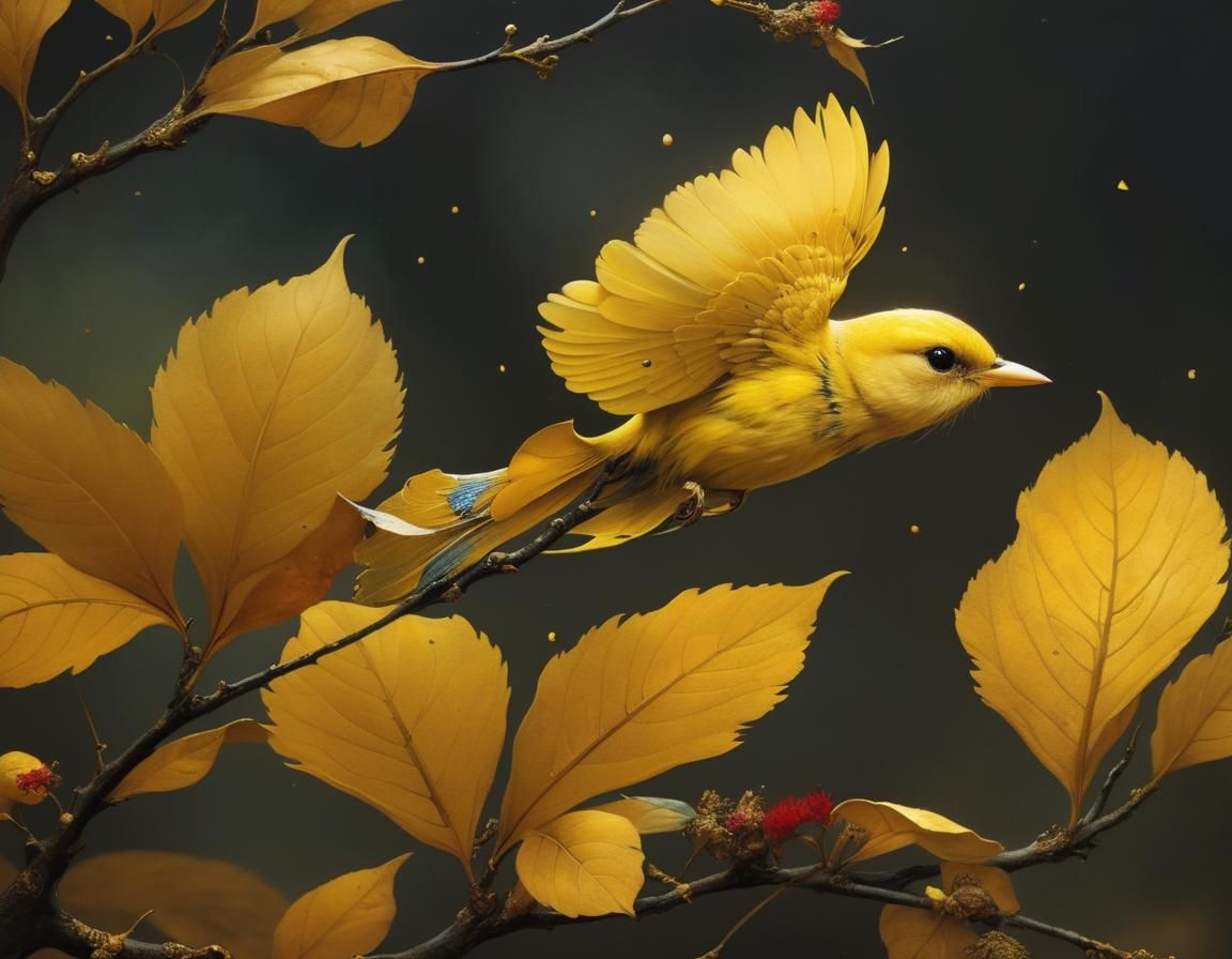 Intricate Bird in Gilded Art Nouveau Style