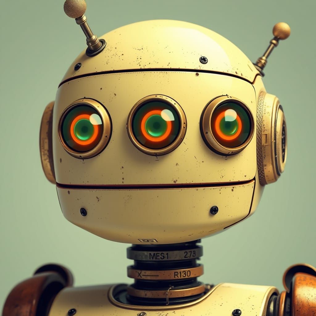 Cyberpunk Robot with Numerical Eyes