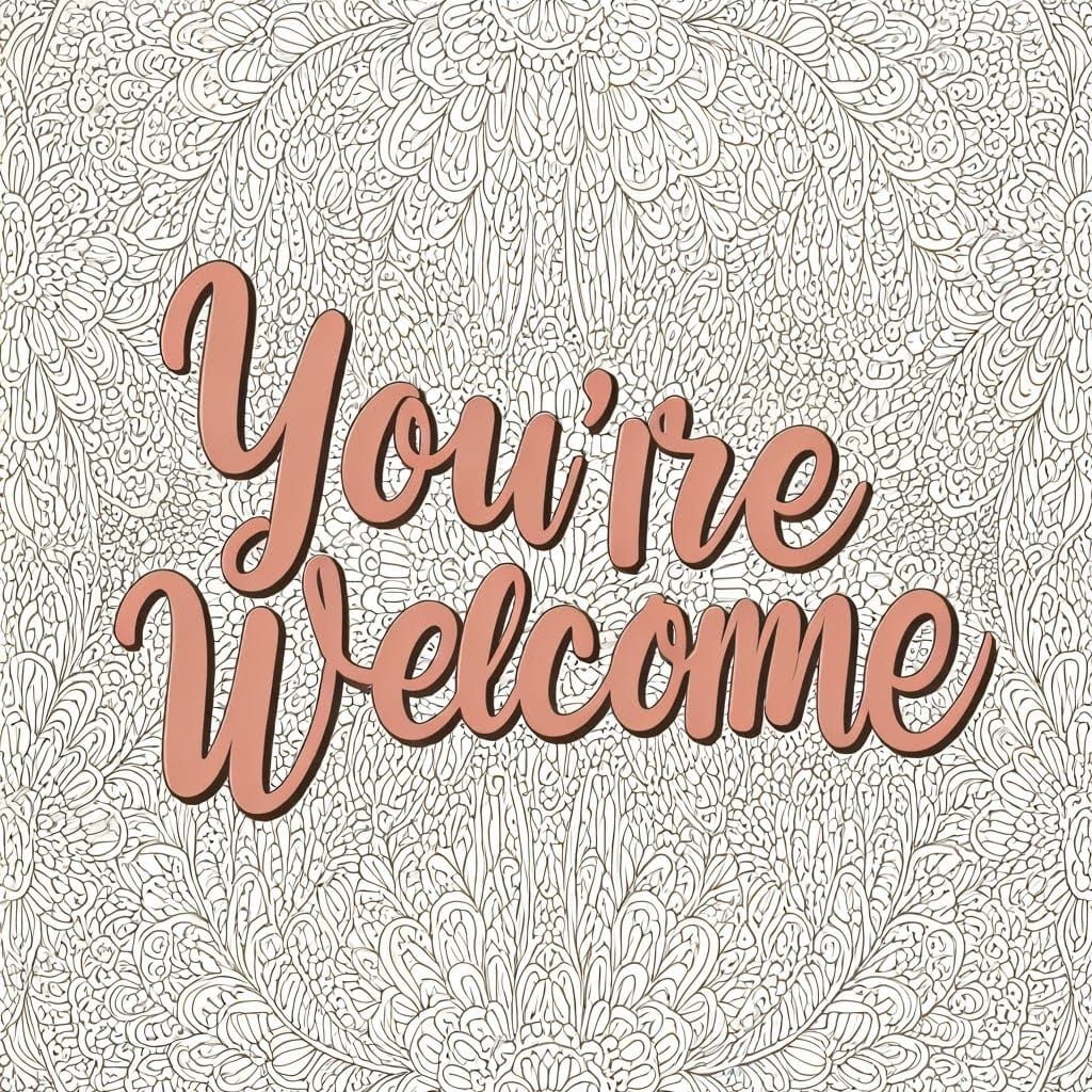 Ornate Floral "You're Welcome" Coloring Page