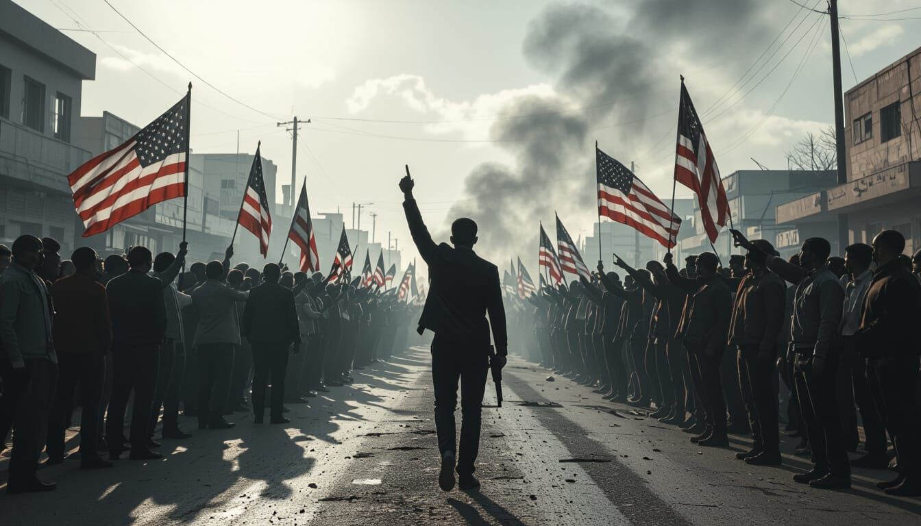 Hyperrealistic Revolution Televised: Cinematic Still