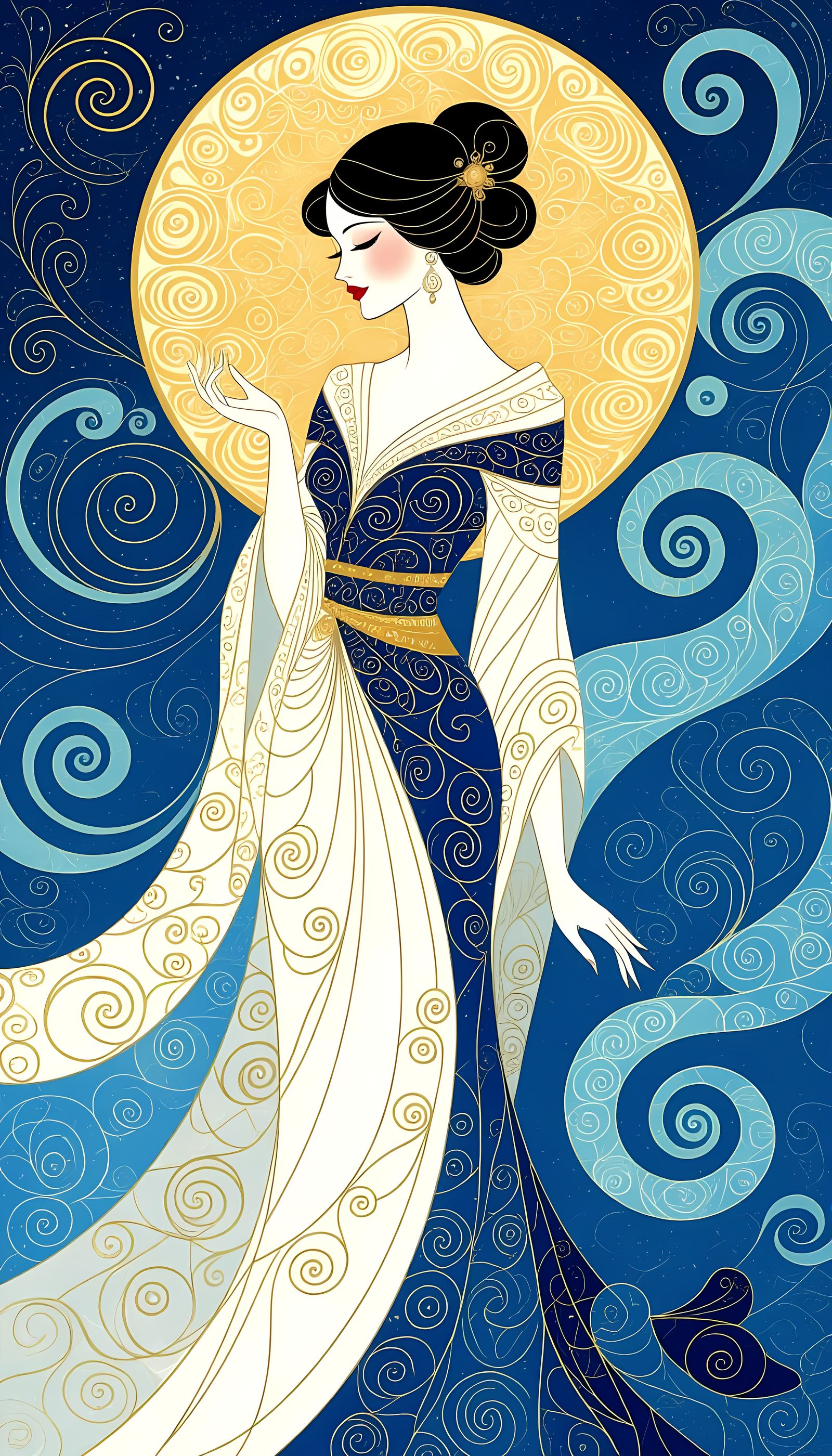 Ethereal Beauty in Gold and Blue Tones