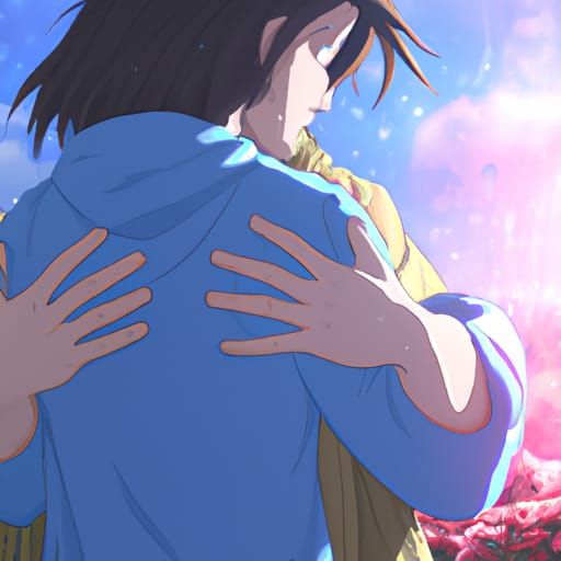 Jesus Hugs Boy in Studio Ghibli Anime Style