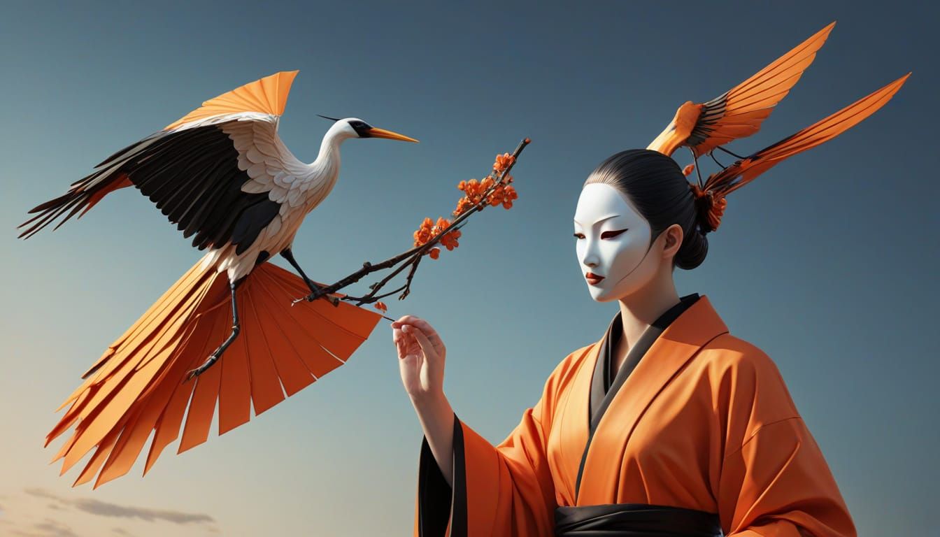 A stylized, minimalistic digital artwork on a black backgrou...