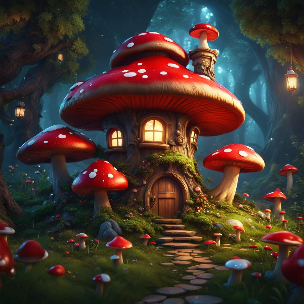 Fairytale Mushroom House in Enchanted Forest