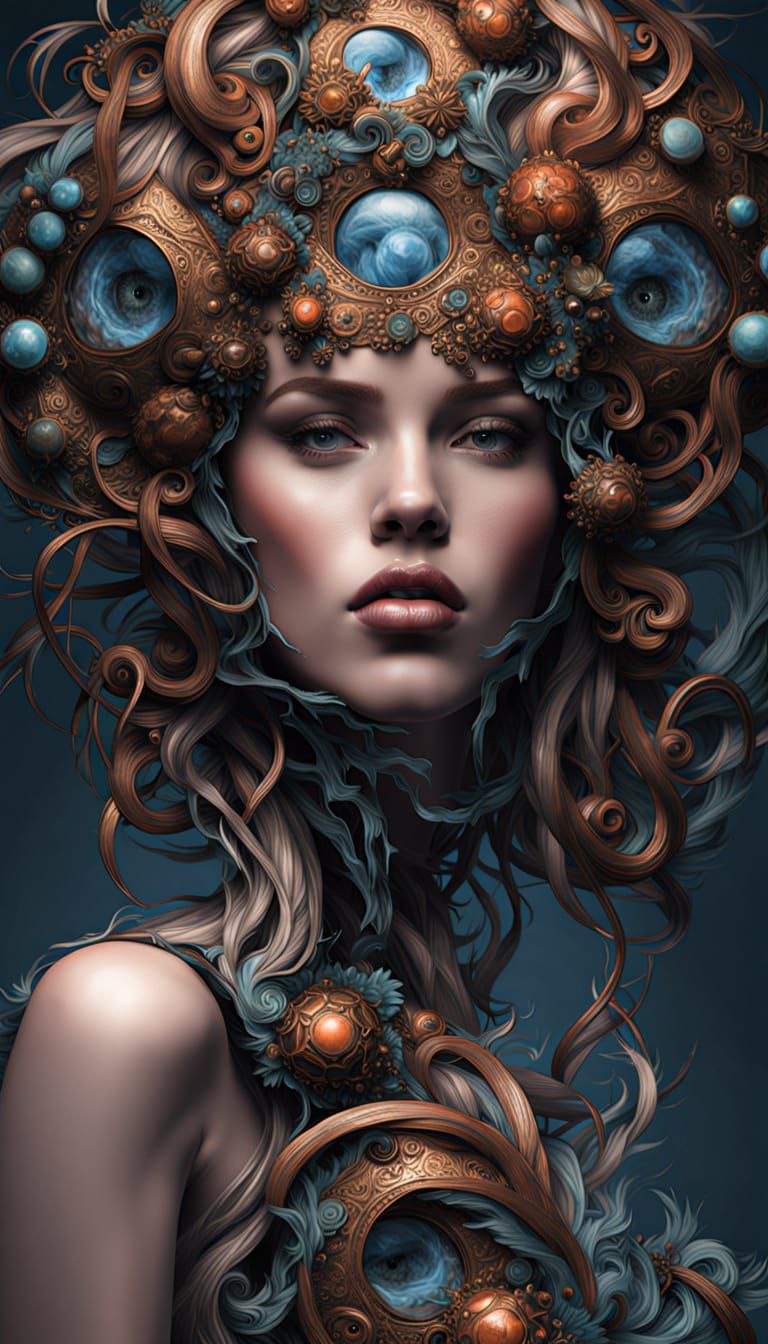 AI Face Ponders in Night Cafe: Digital Illustration