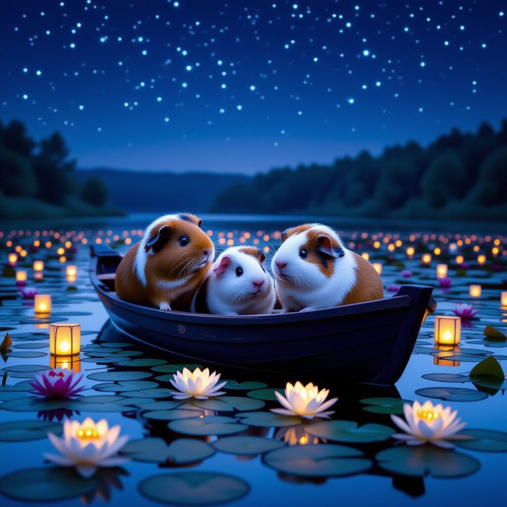 Guinea Pigs' Nighttime Boat Ride on Lily Lake