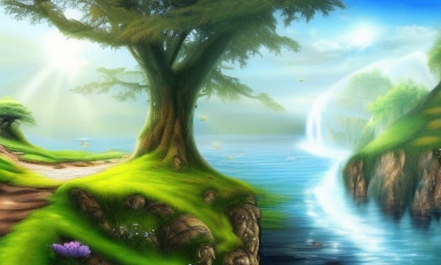 Detailed Fantasy Landscape Wallpaper for Desktop