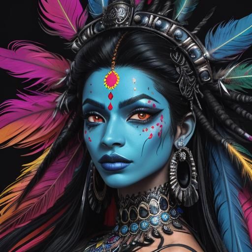 Indian Goddess Kali Graffiti Art in Basquiat Style