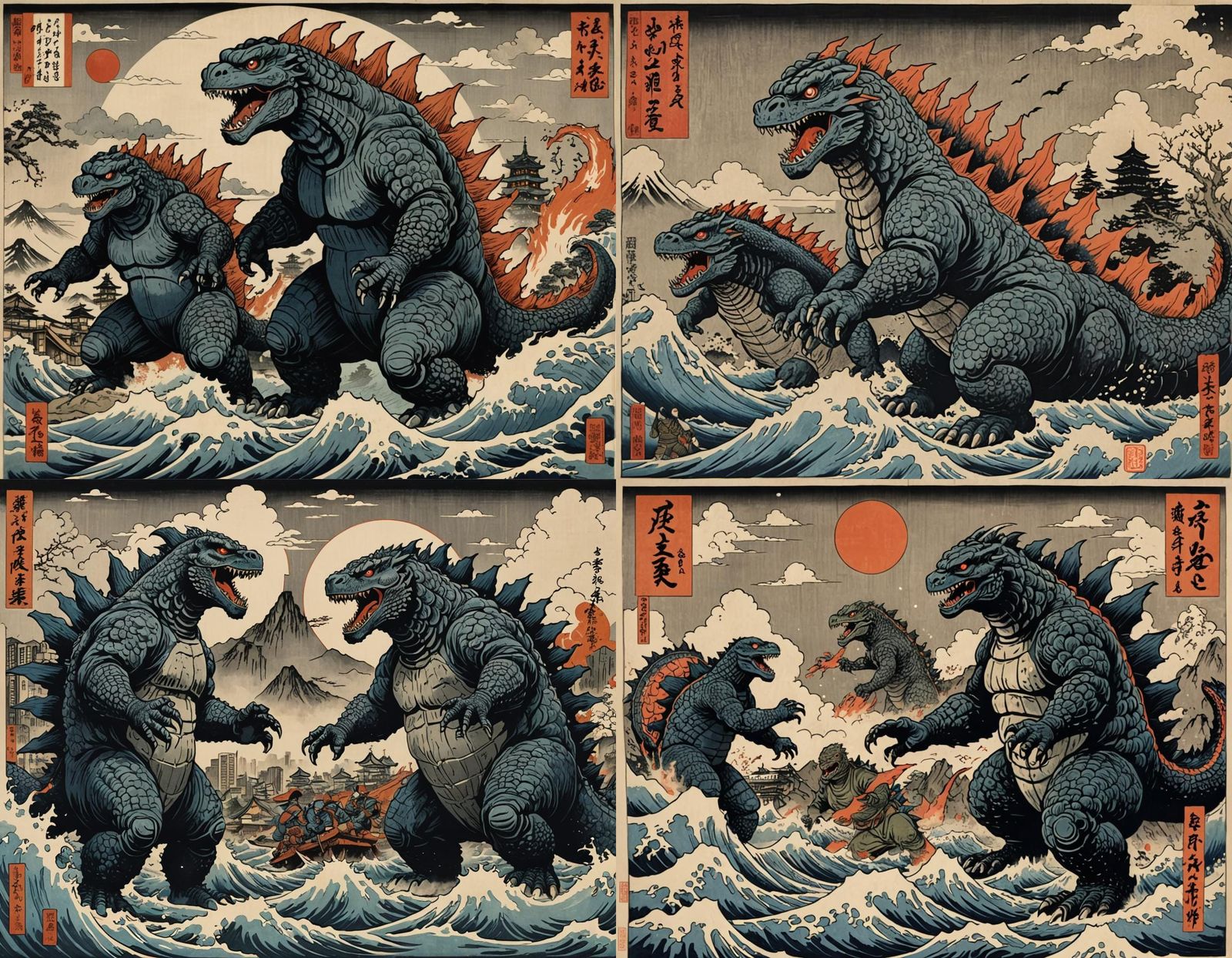 Godzilla vs Homunculus: Ukiyo-e Halloween Disaster