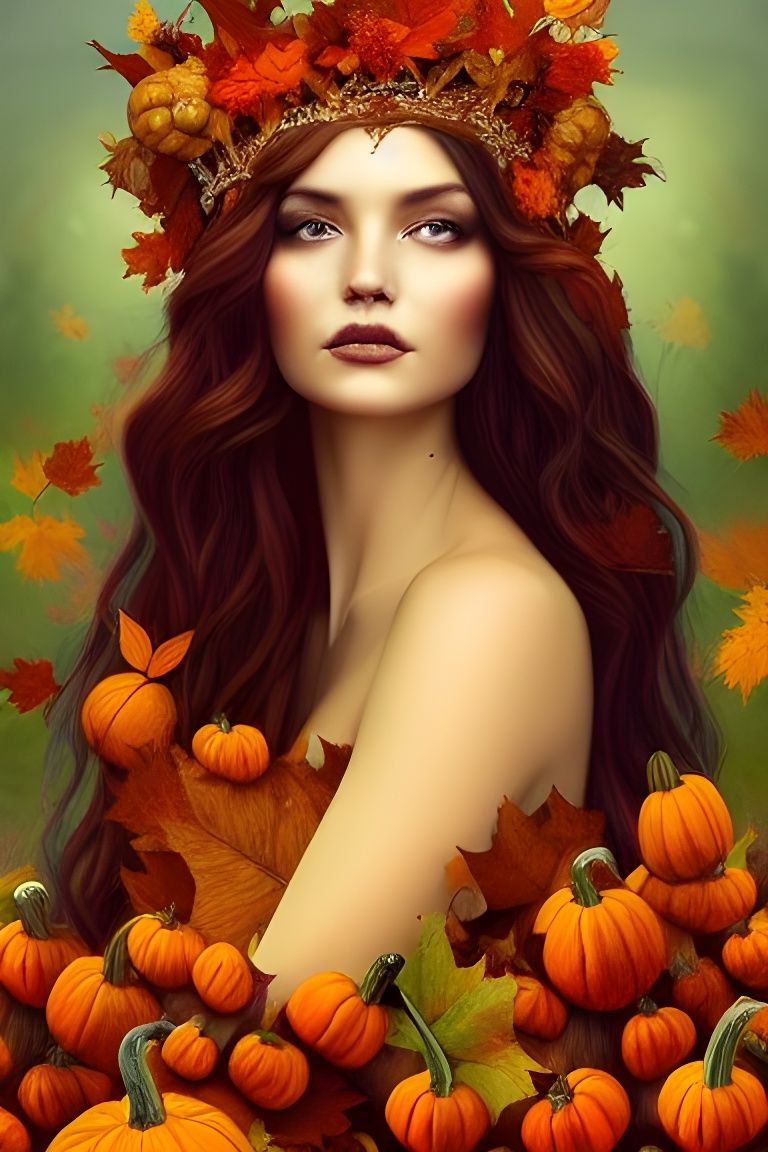 Autumn Queen Portrait in Fall Hues
