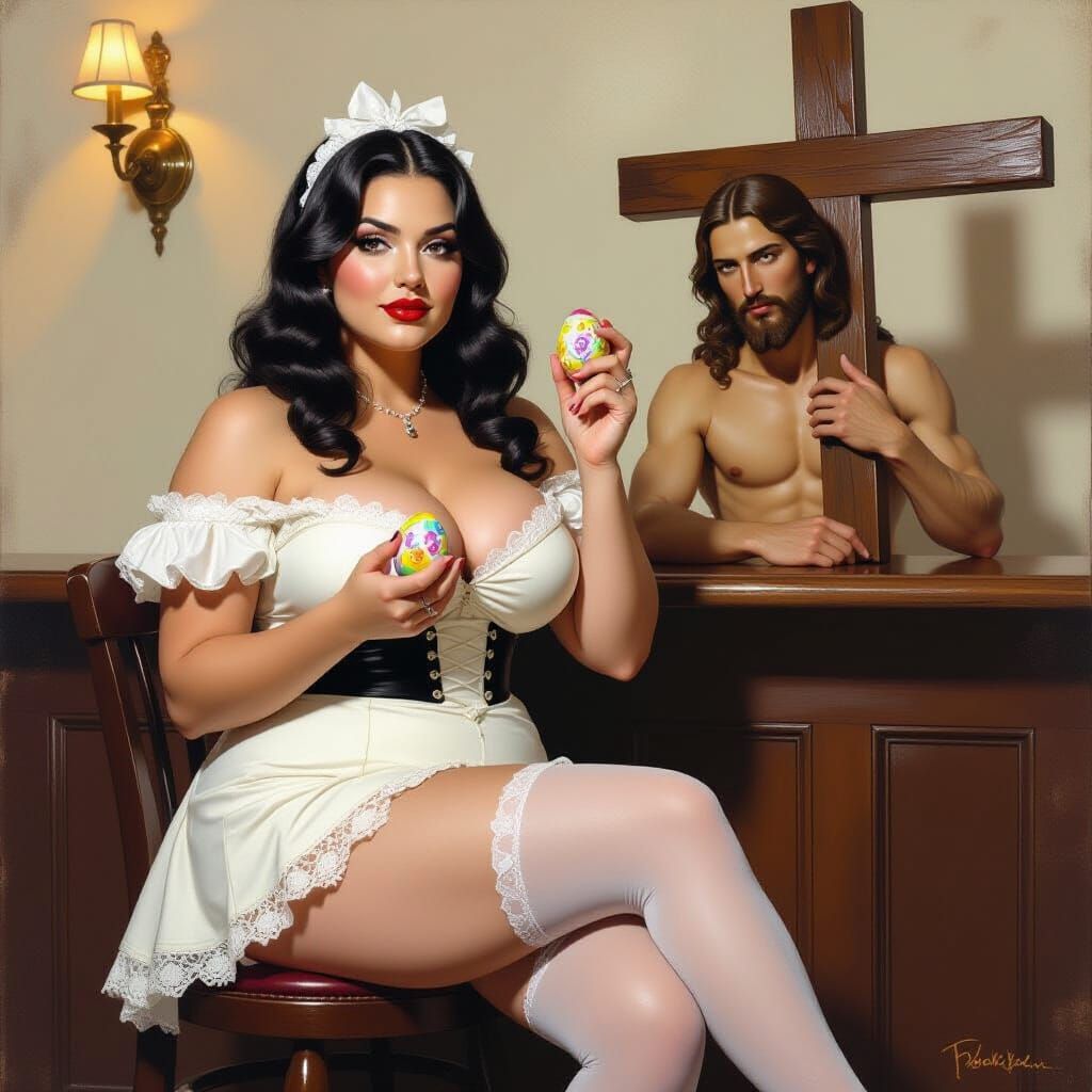 Curvy Princess with Easter Eggs: Rococo Folk Art Fusion