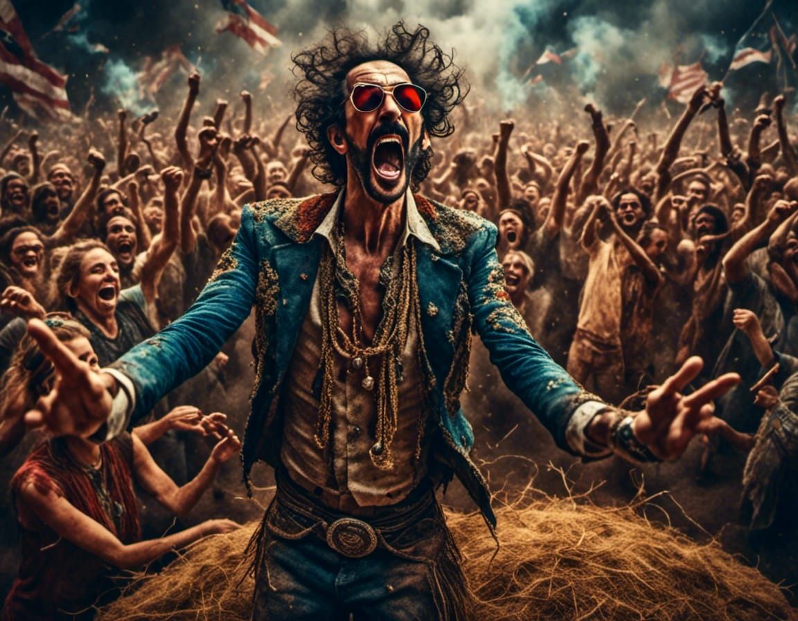 Borat in a 60s Hippie Mosh Pit