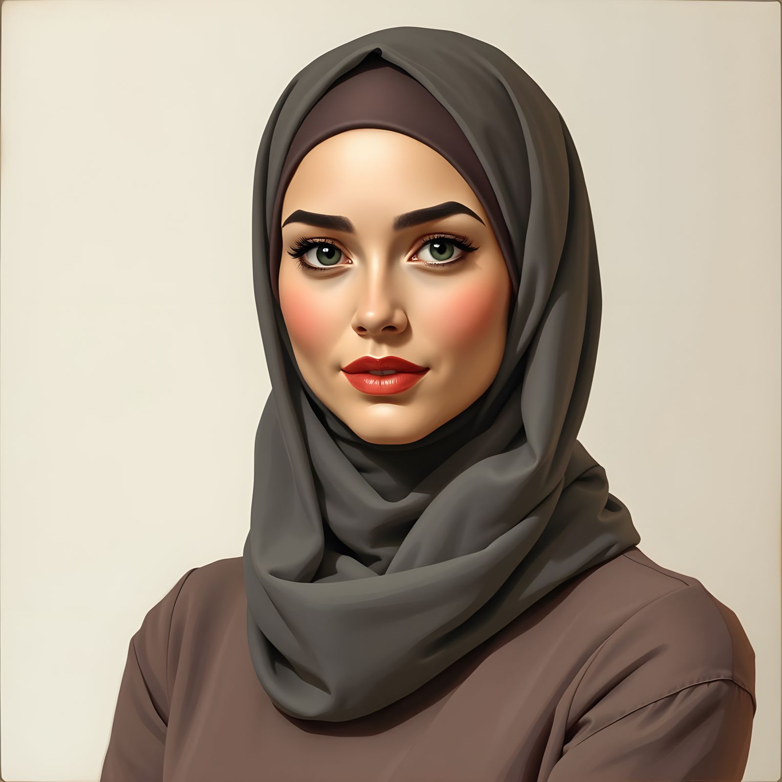 Beautiful Woman in Hijab: Modern Oil Painting