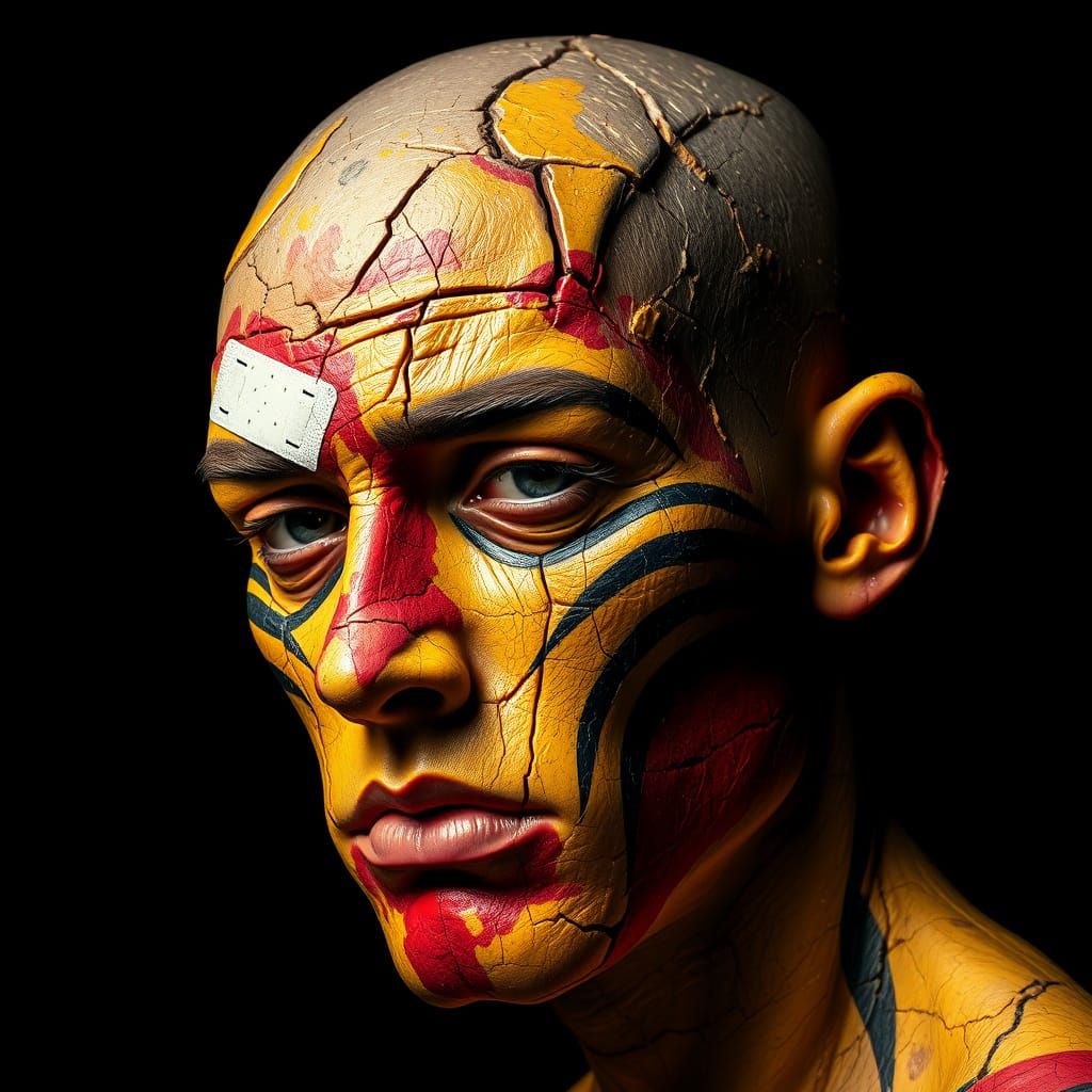 Cubist Portrait of a Weathered Young Man