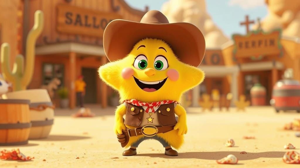 Vibrant Star Sheriff in a Whimsical Wild West