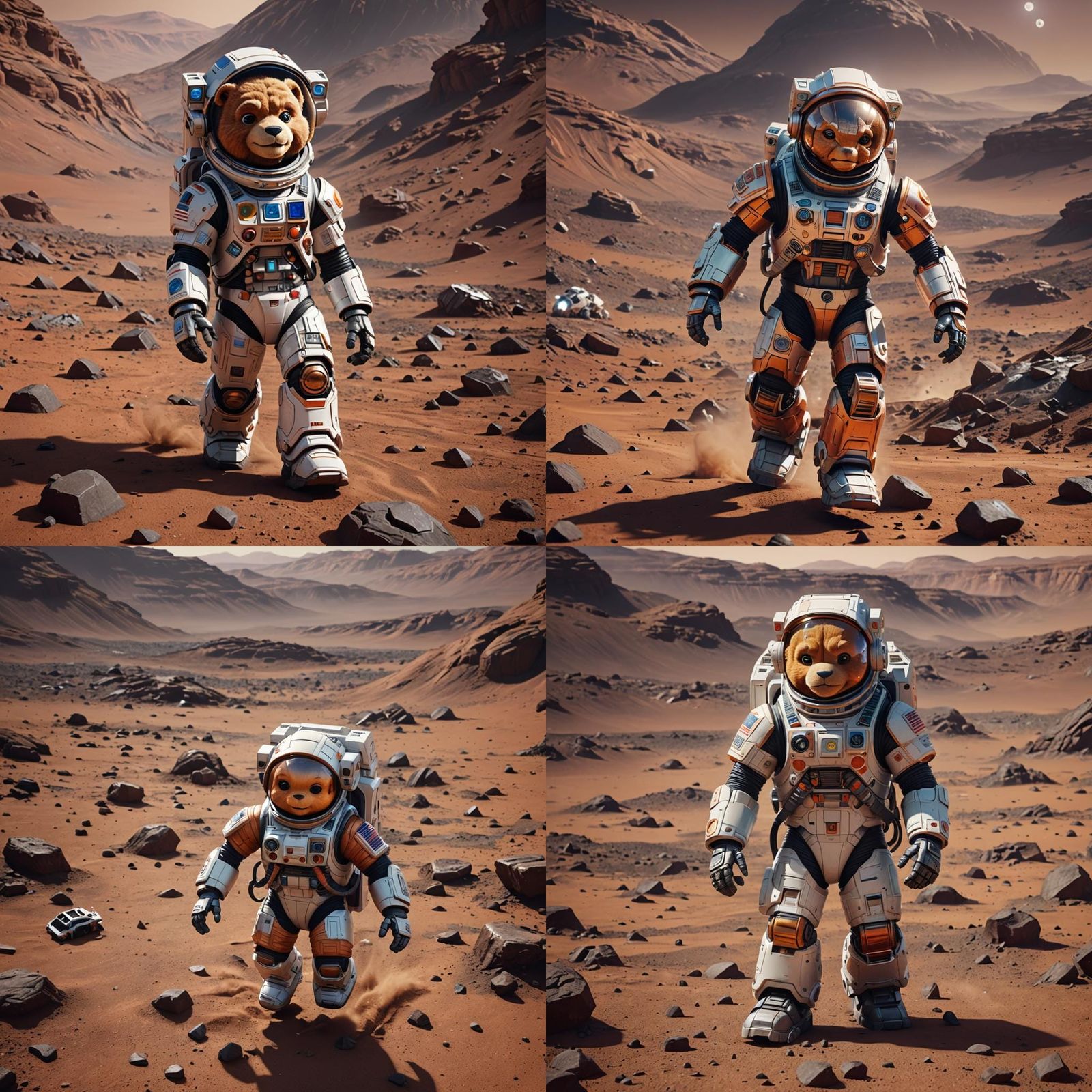 Teddy Ruxpin Astronaut Lands on Mars: Sci-Fi Art