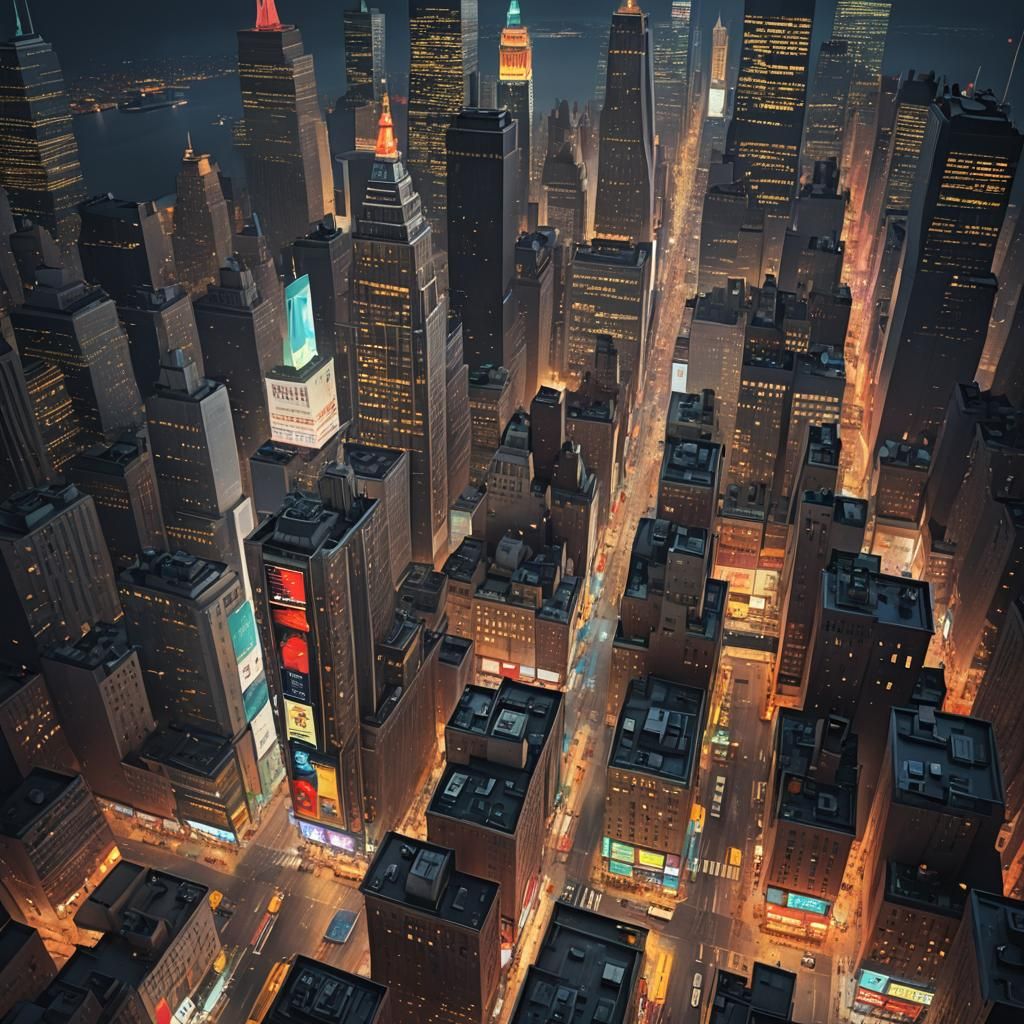 Dramatic NYC Nightlife Digital Matte Painting