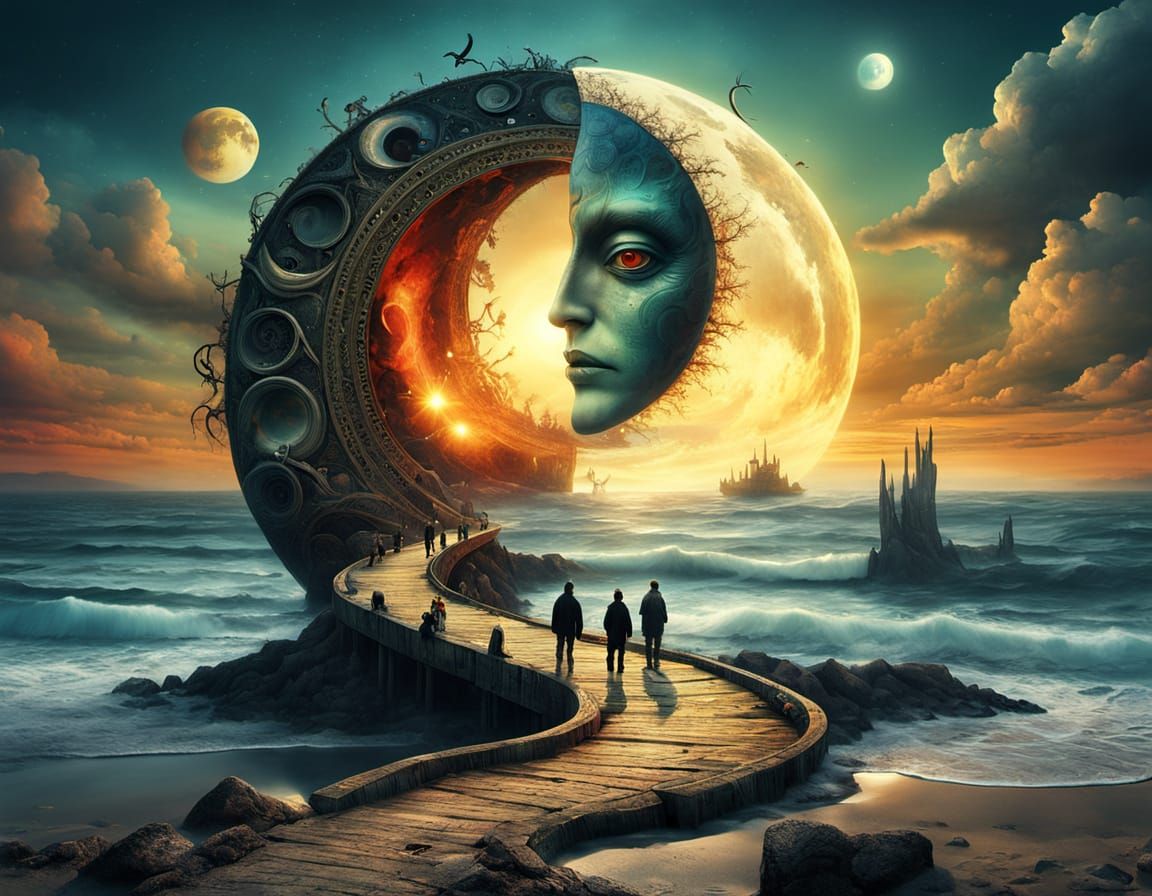 Surreal Stargate Transition in Dreamlike Style