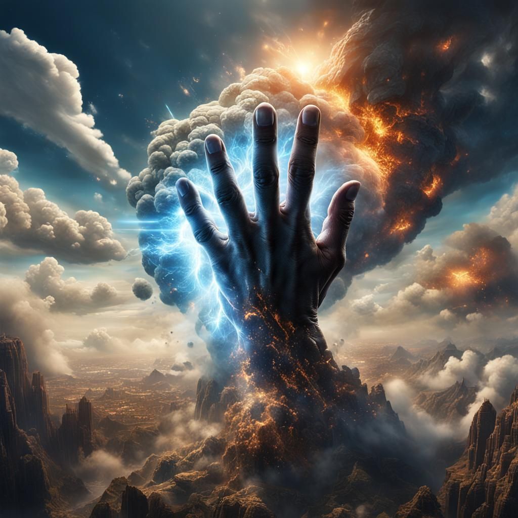 God's Hand Punches Earth: Detailed Matte Painting