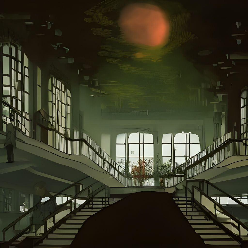 Grand Staircase to Cloudy Sky: Digital Art