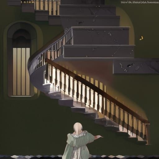 Grand Staircase to Cloudy Sky: Digital Art