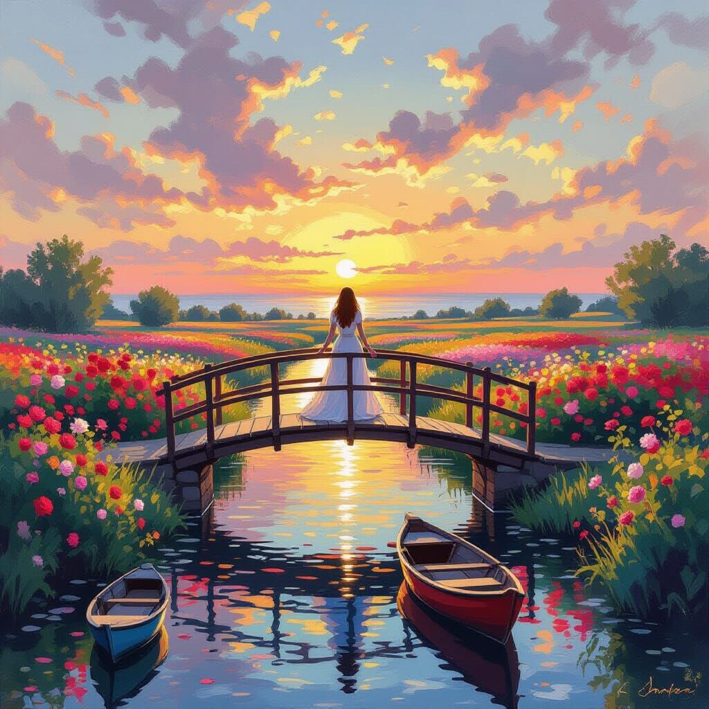 Impressionist Garden Scene in Monet Style