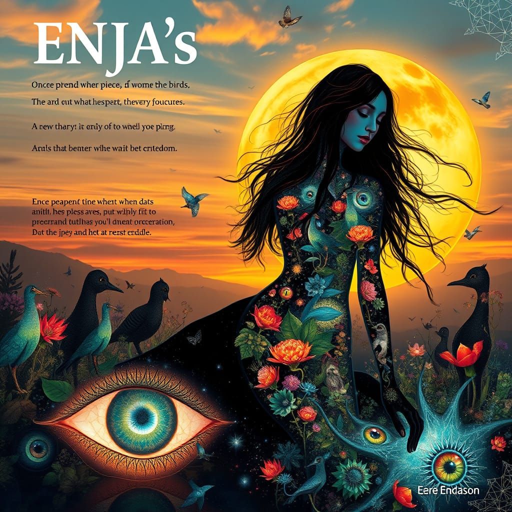 Surreal Album Cover Art with Mythological Creatures