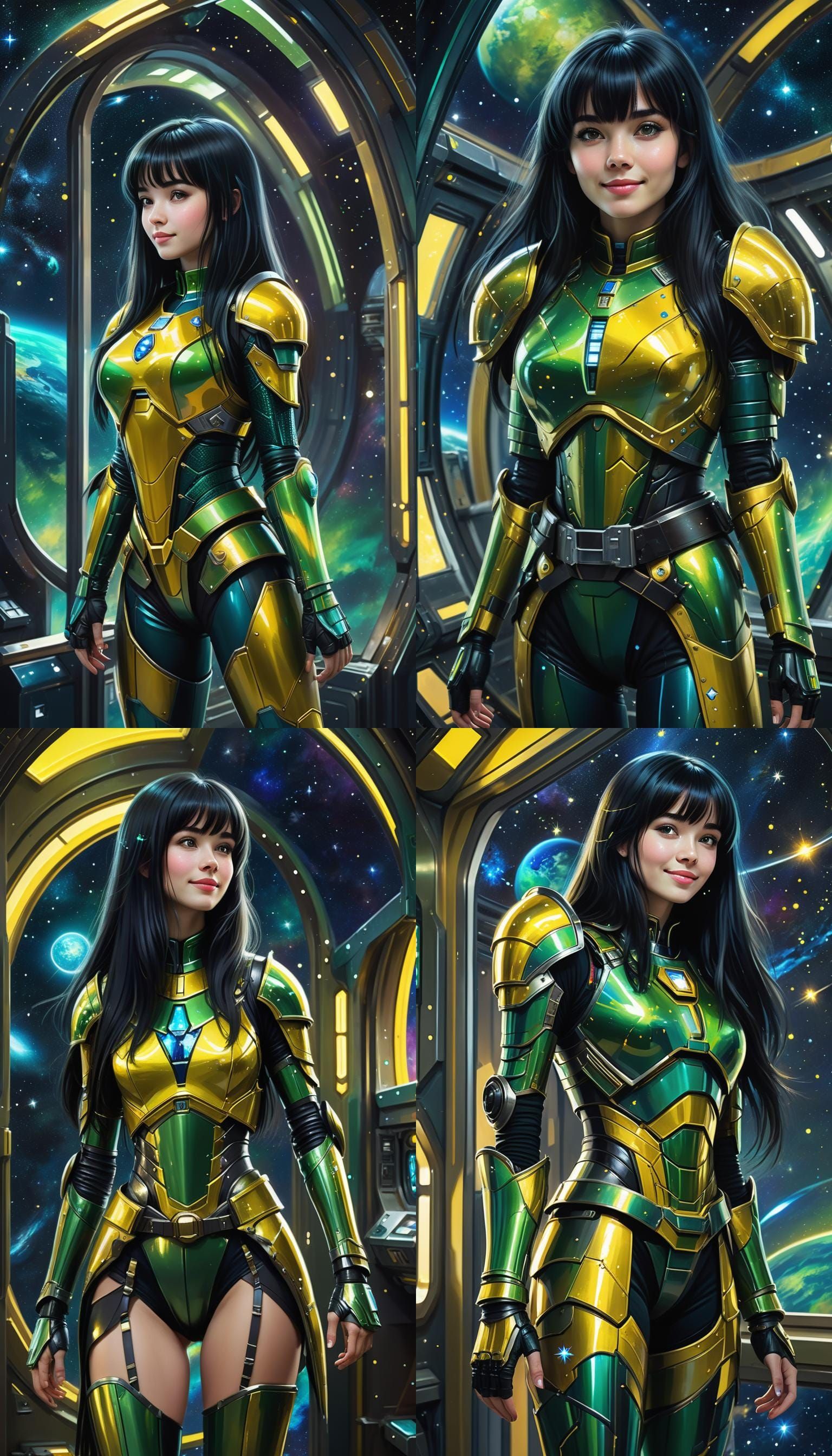 Woman in Space Armor, Acrylic Art Style