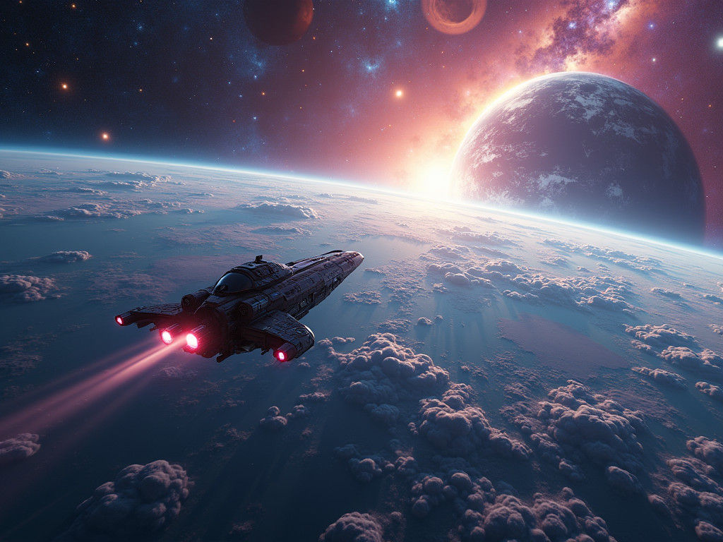 Alien Planet from Space in Sci-Fi Matte Painting