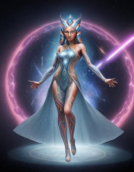Ahsoka as Goddess in Astral Cosmic Illustration