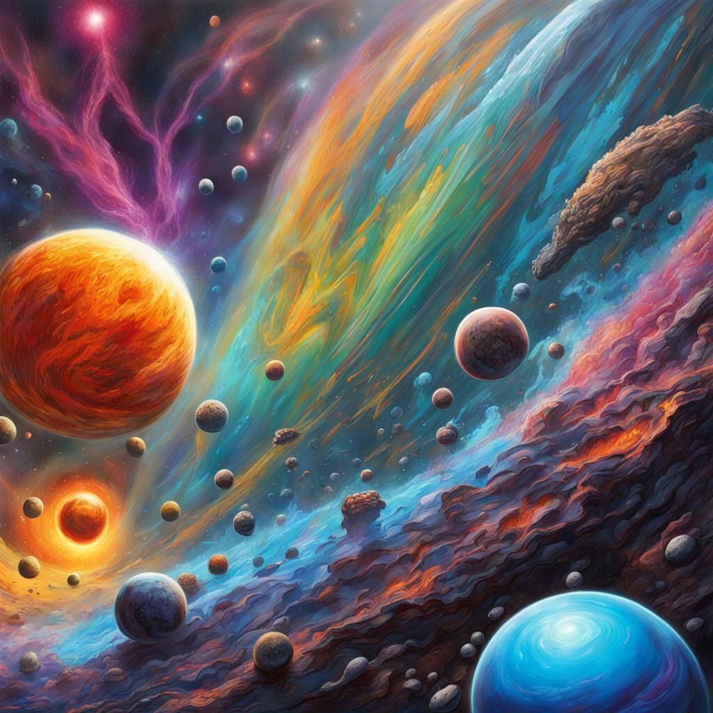 Vibrant Cosmic Explosion in Neo-Impressionist Style