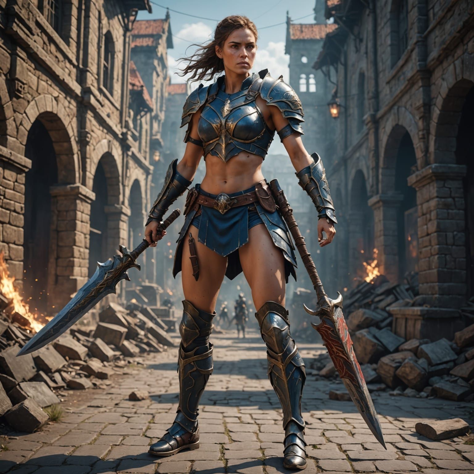 Majestic Female Warrior in Fantasy Armour