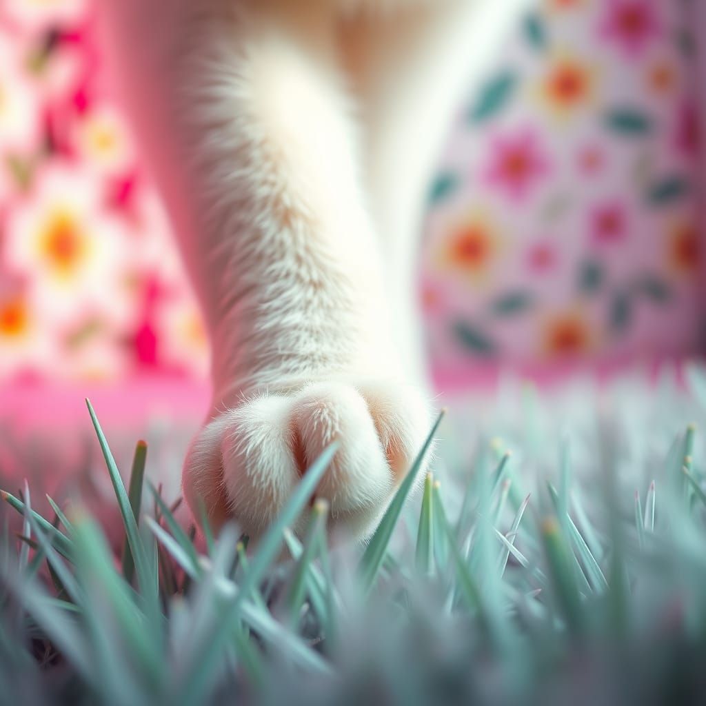 Whimsical White Cat Paws in Pastel Paradise