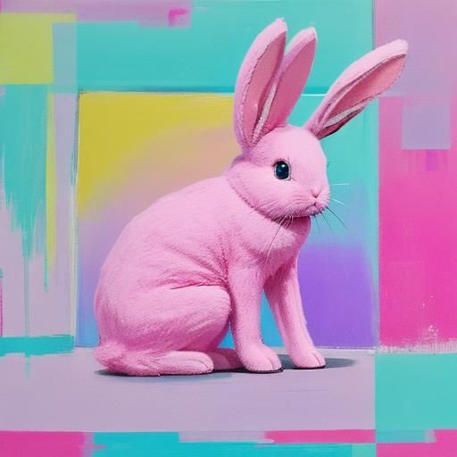 Abstract Pink Bunny with Complementary Colors