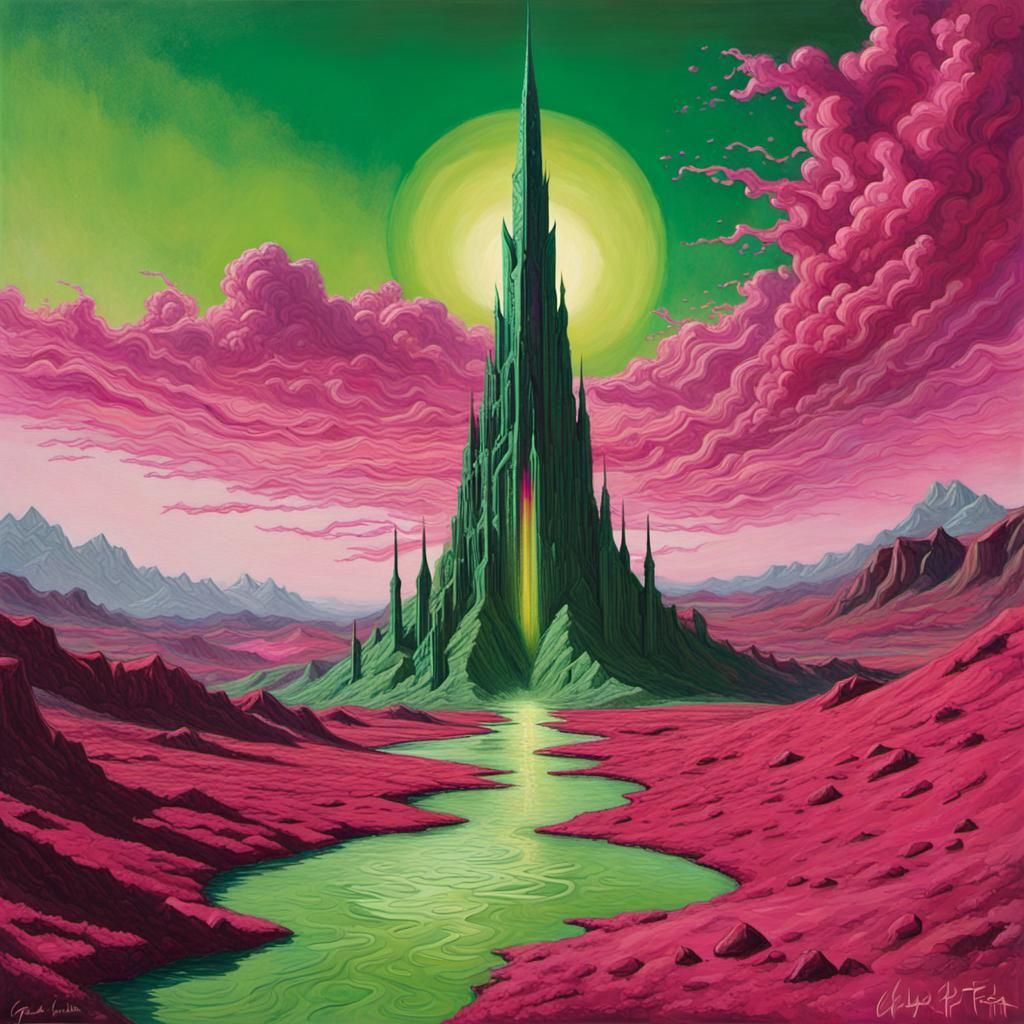 Sauron in Retro Impressionistic Moonscape