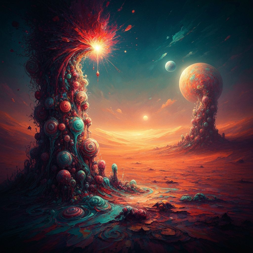 Dream Weaver in Desert Landscape, Detailed Matte Painting