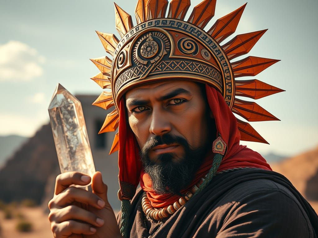 Ancient Peruvian Priest in Solar Helm, Majestic in Tiwanaku ...