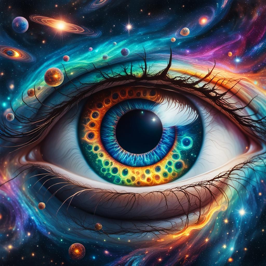 Galaxy Eye: A Cosmic Visionary Art Illustration